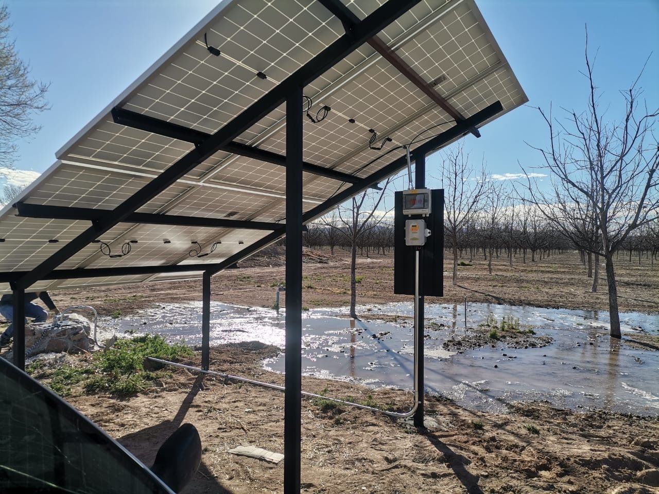 Sistema solar para riego en nogalera pecanera